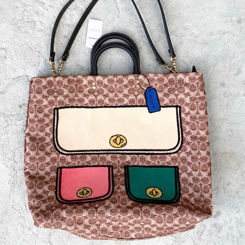 NWT Huge Coach Trompe L’oeil Rogue Tote 29 Recycled Canvas